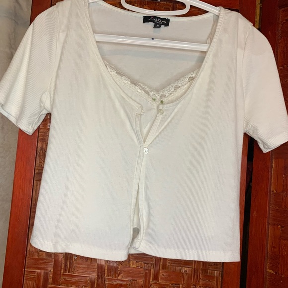 MIXED THREADS White Cardigan w/ attached Tank Top - Picture 3 of 9
